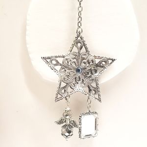 Handmade Beaded Guardian Angel Photo Charm & Silver Star Memorial Charm